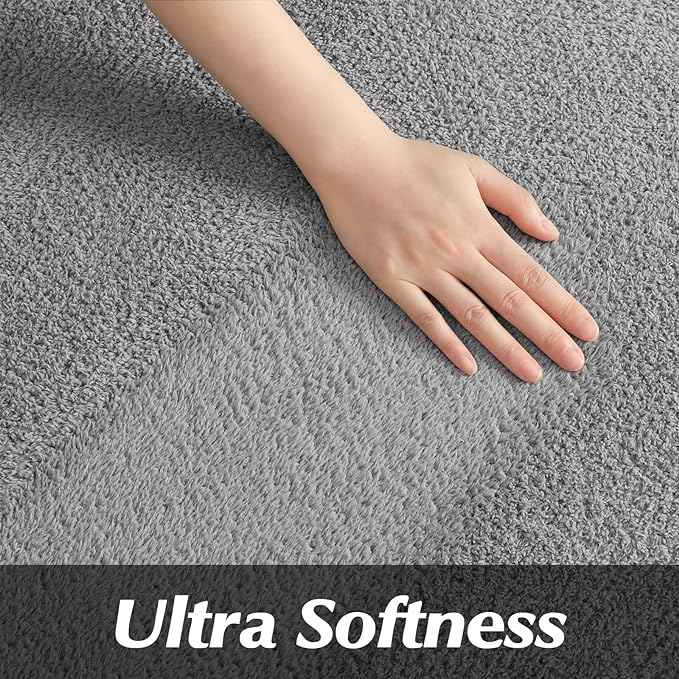 Round Area Rugs for Bedroom Living Room, 4x4 Grey Super Soft Comfy Thickened Memory-Foam Indoor Circle Carpets, Modern Aesthetic Minimalist Carpet for Boys Girls Adults Nursery Home Décor