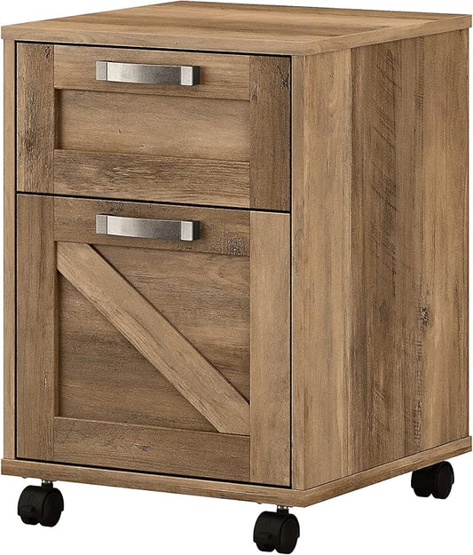 Bush Furniture Knoxville 2 Drawer Mobile File Cabinet, Rolling Document Storage for Home Office, Reclaimed Pine
