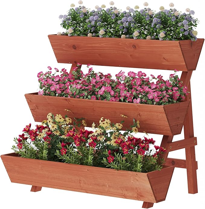 Raised Garden Bed, 3 Tier Vertical Garden Planter for Indoor & Outdoor, Raised Planter Box with Legs, Garden Planter Box for Flowers/Vegetables/Plants