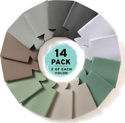 Blank Beer Can Cooler Sleeves (14-Pack) Soft Insulated Beer Cozy for Cans - HTV Friendly Plain Coolies in Bulk for Beer Cans & Bottles - Can Cozy Sublimation Blanks for Vinyl Projects & Wedding Favors