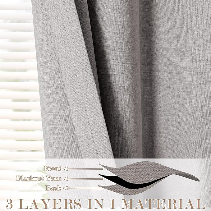 Full Blackout Privacy Curtains, 240 Inch Extra Wide Linen Blend Drapes, Pinch Pleat Window Drapery for Room Divider Storage/Space Room Separation, 1 Panel, W 240" x L 96", Browish Grey