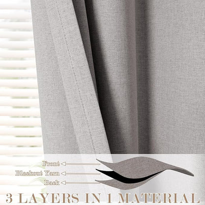 Full Blackout Privacy Curtains, 240 Inch Extra Wide Linen Blend Drapes, Pinch Pleat Window Drapery for Room Divider Storage/Space Room Separation, 1 Panel, W 240" x L 96", Browish Grey