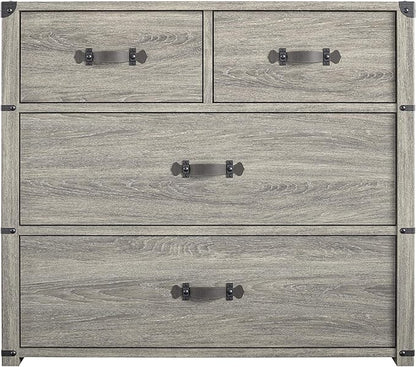 Little Seeds Nova 4 Drawer Storage Grey Dresser, Gray Oak