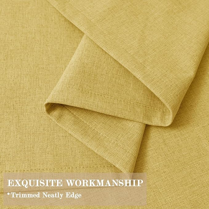 100% Blackout Linen Textured Drapes for Bedroom Pinch Pleated Curtains for Track System Portable Drapery for Sliding Glass Door/Storage/Space Room Divider, 70" Wx84 L, 1 PC, Yellow