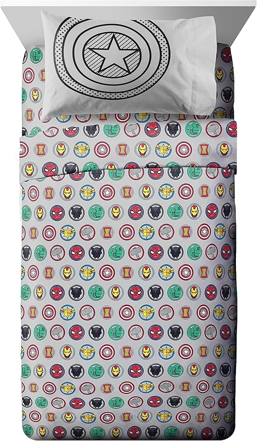 Jay Franco Marvel Avengers Pop 5 Piece Twin Size Bed Set - includes Comforter & Sheet Set - Super Soft Fade Resistant Microfiber (Official Marvel Product)