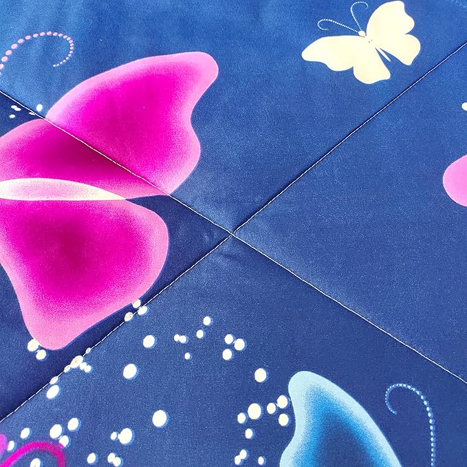 SDY 3PCS Butterfly Comforter Set Full, Butterflies Floral Comforter Set, Purple Comforter Full Size, Girls Bedroom Princess Bedding Set for Kids, Toddler, Children, Teenage, Baby, Women…