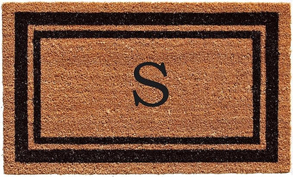 Calloway Mills 152963672S Black Border 36" x 72" Monogram Doormat Letter (S)