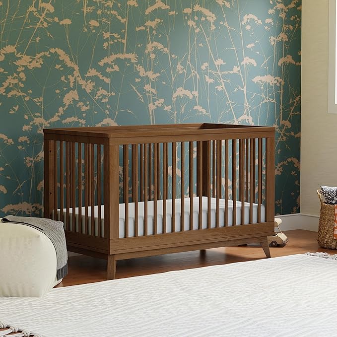 Babyletto Scoot 3-in-1 Convertible Crib with Toddler Bed Conversion Kit in Natural Walnut, Greenguard Gold Certified