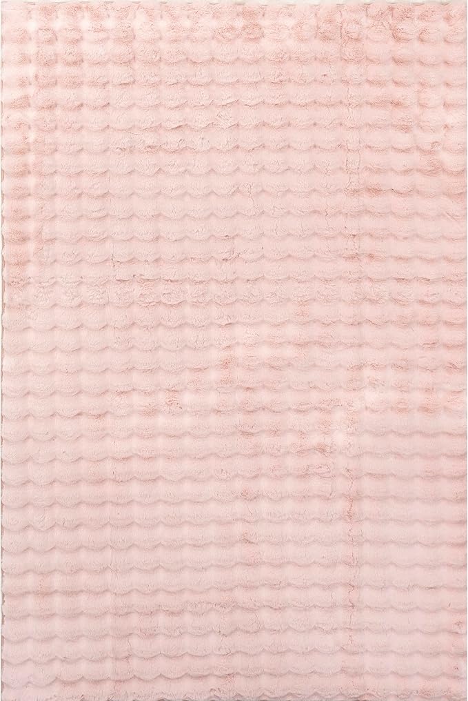nuLOOM 7'6' x 9'6' Cozy Plush Area Rug, Machine Washable, Non-Slip, Soft Fluffy Shag Carpet for Living Room Bedroom Kids Room Nursery Home Decor, Jeni Blush