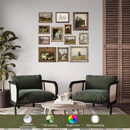 LANCHI95 12 Pcs Vintage Wall Art Decor, Vintage Art Prints, Vintage Posters for Room, Moody gallery wall art, Eclectic French Country Pictures Wall Decor for Bedroom (UNFRAMED)