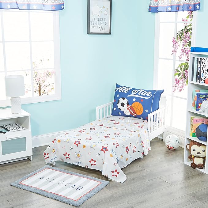 Hand Tufted All Star Bedroom or Bathroom Rug - 30x20 in; 100% Cotton Kids Bathroom Mat; Decorative Kids Area Rug