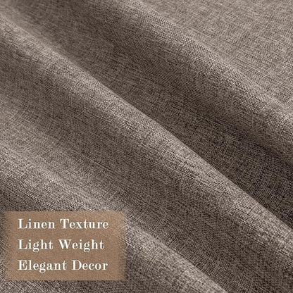 Extra Wide 100% Blackout Linen Textured Curtains - Room Dividers, W150 x L108 (1 Panel), Pinch Pleat Drapes for Living Room, Full Light Block Out Drapery for Sliding Door, Light Coffee