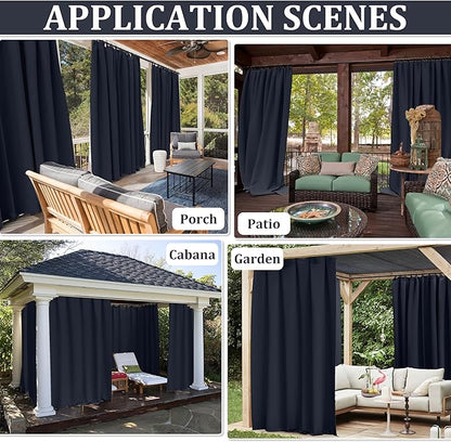 Gazebo Universal Replacement Privacy Curtain,12'×14' Gazebo Outdoor Waterproof Curtains, 4-Panels Sidewall Curtains with Double Zipper for Patio Canopy, Garden and Backyard (Curtain Only)