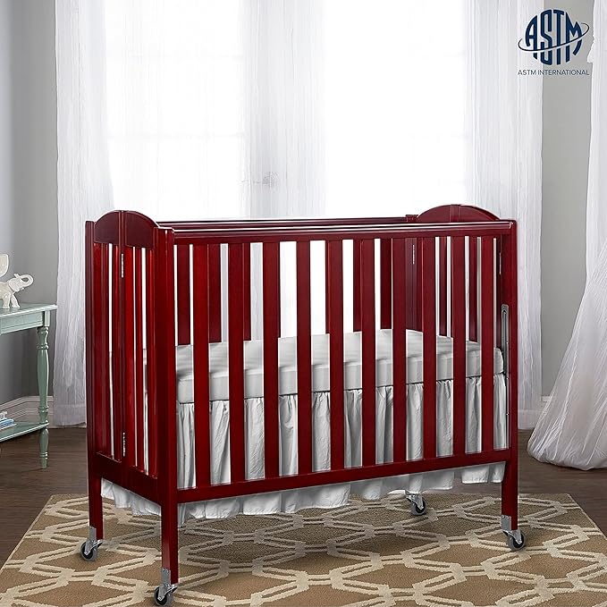 3-in-1 Folding Portable Crib, Cherry, Large