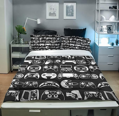 Sunnycitron Gamer Comforter Set for Boys Gaming Bed Comforter Sets Gamer Bedding Sets Boys Gaming Comforter Sets Full Size Bed Set Teen Boy Room Decor,1 Comforter 2 Pillowcases