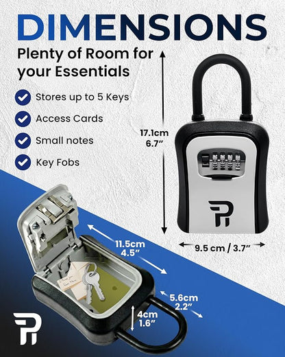 Key Lock Box for Outside – Large Outdoor Lockbox for Keys with Code, 4-Digit Combination Hidden Safe to Hide a Key Outside, Portable Safe Key Storage, 6.7 in, 2 Packs