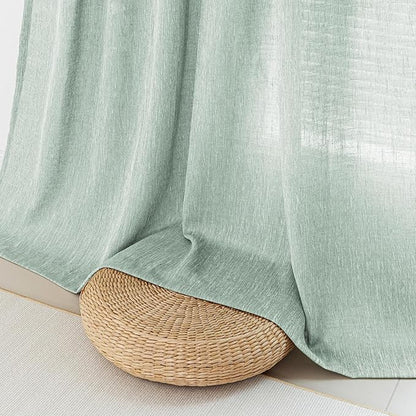 MYSKY HOME Living Room Curtains for Windows Semi Sheer Curtains 90 Inch Length Boho Room Decor Sliding Glass Patio Doorways Light Filtering Privacy Protect Soft Texture, Aqua, 50" x 90", 2 Panels