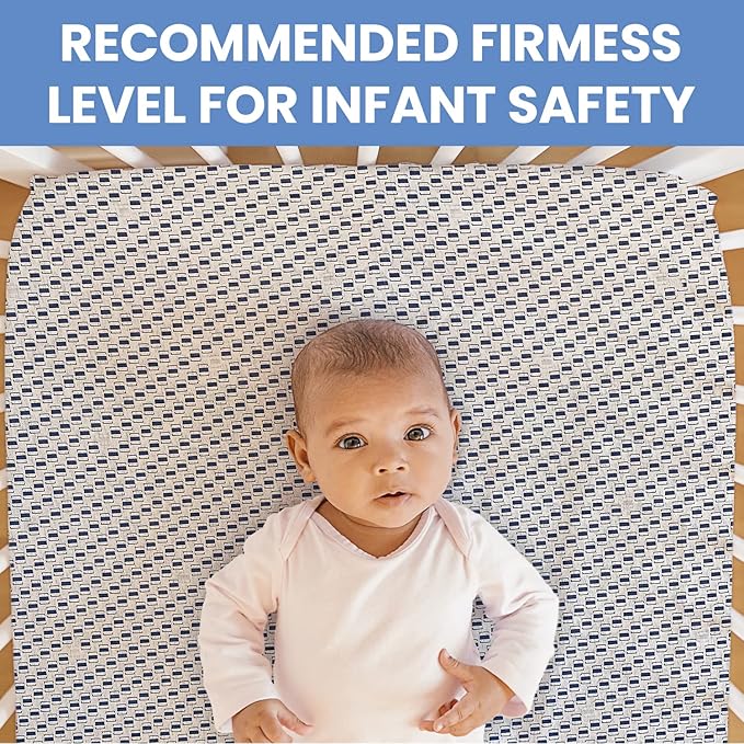 Delta Children Perry 6-in-1 Convertible Crib - Greenguard Gold Certified, Bianca White + Simmons Kids Radiant Sky Dual Sided Baby Crib Mattress and Toddler Mattress (Bundle)