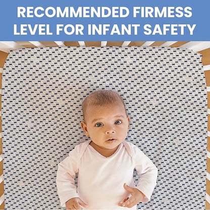 Delta Children Perry 6-in-1 Convertible Crib - Greenguard Gold Certified, Moonstruck Grey + Simmons Kids Radiant Sky Dual Sided Baby Crib Mattress and Toddler Mattress (Bundle)