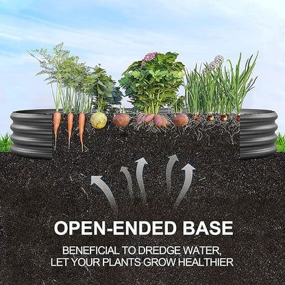 Land Guard 8×4×1 ft Galvanized Raised Garden Bed Kit，Raised Garden Boxes Outdoor, Oval Metal Raised Garden Beds for Vegetables（Grey）………