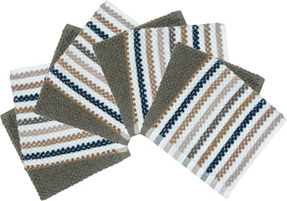 Bumble Dish Cloths 8-Pack, Cotton Kitchen Towels, 12"x12" Grey Wide Stripes | 430 GSM Soft Dish Towels for Kitchen, Highly Absorbent & Durable Kitchen Rags for Washing Dishes