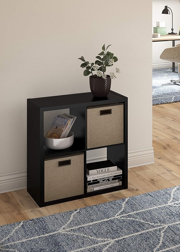 ClosetMaid 4556 Decorative Open Back 4-Cube Storage Organizer, Black