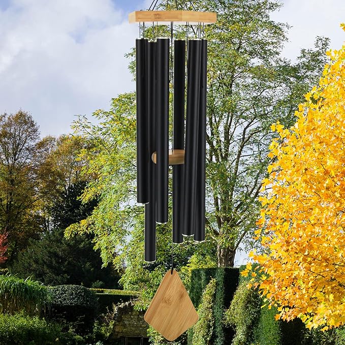 Wind Chimes Outdoor Large Deep Tone, 36 Inches Sympathy WindChimes Outdoor Memorial Windchime for Mom/Housewarming/Christmas, Black Wind Chime for Outside Garden, Patio, Home Decor