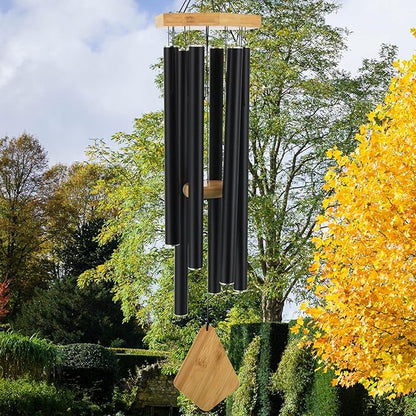 Wind Chimes Outdoor Large Deep Tone, 36 Inches Sympathy WindChimes Outdoor Memorial Windchime for Mom/Housewarming/Christmas, Black Wind Chime for Outside Garden, Patio, Home Decor