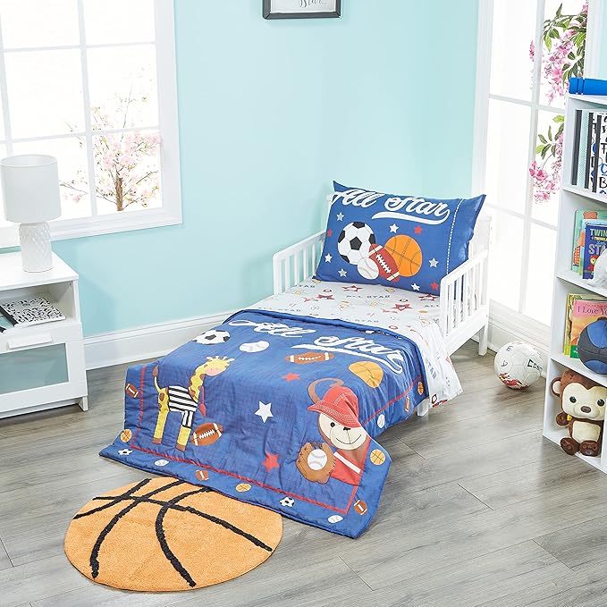 Hand Tufted Basketball Bedroom or Bathroom Rug - 25 in Round; 100% Cotton Kids Bathroom Mat; Decorative Kids Area Rug