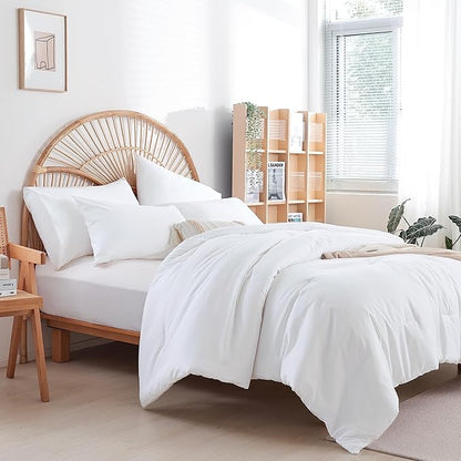 Full Size Comforter White Modern 3PCS Microfiber Full Size Comforter Sets for All Season Comforter for Men, Women and Girls Soft Lightweight Bed Comforter Set