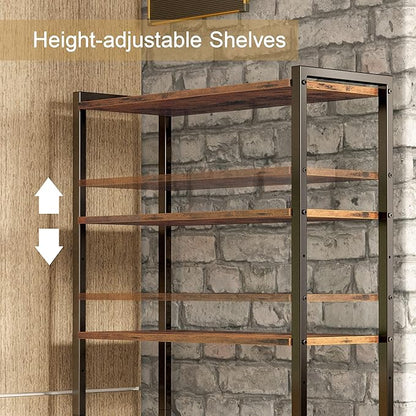 IRONCK Bookshelf and Bookcase with 2 Doors and 5 Shelves, 27.6" W Standing Storage Cabinet for Living Room, Home Office, Bedroom, Washroom, Vintage Brown