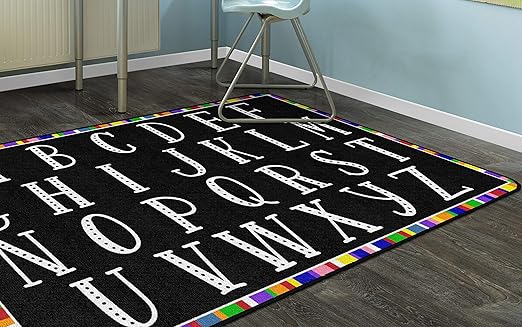 Flagship Carpets Colorful Abc's Multicolor Border Area Rug for Childrens Classroom, at Home Education or Kids Play Room, 4' x 6', Rectangle