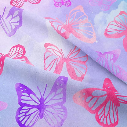 Tailor Shop Butterfly Comforter Sets Twin Size,Purple Butterfly Bedding Sets for Girls Kids Teens with 1 Pillowcase…