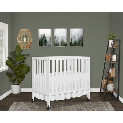 Jett Non-Full Size Folding Convertible Crib, Lightweight Portable Crib, Three Adjustable Mattress Height Settings, Easy to Fold Travel Crib, 1.5” Mattress Pad Included