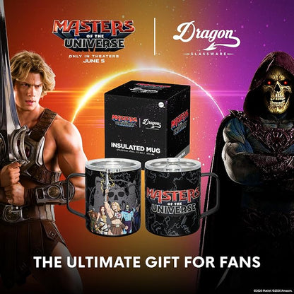 Dragon Glassware x Masters of the Universe Stainless Steel Camp Mug, 12 oz | Insulated Stainless Steel Mug for Coffee, Tea, Matcha, Hot Beverages; Official Masters of the Universe 2026 Movie Mug