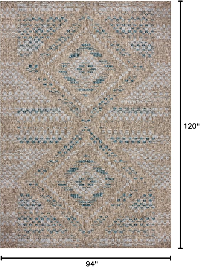 Loloi Amber Lewis Topanga Collection TOP-04 Natural/Aqua 7'-10" x 10' Indoor/Outdoor Area Rug