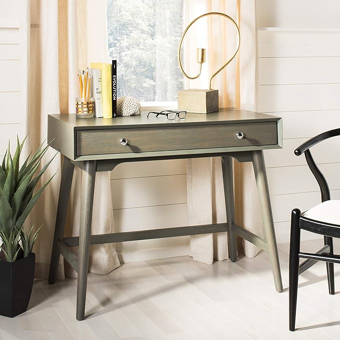 Safavieh Home Office Isadora Mid-Century Modern Ash Grey 1-drawer Desk
