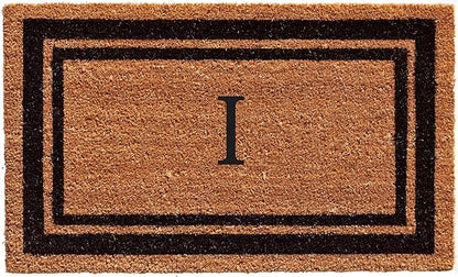 Calloway Mills 152963672 Black Border 36" x 72" Monogram Doormat Letter (I)