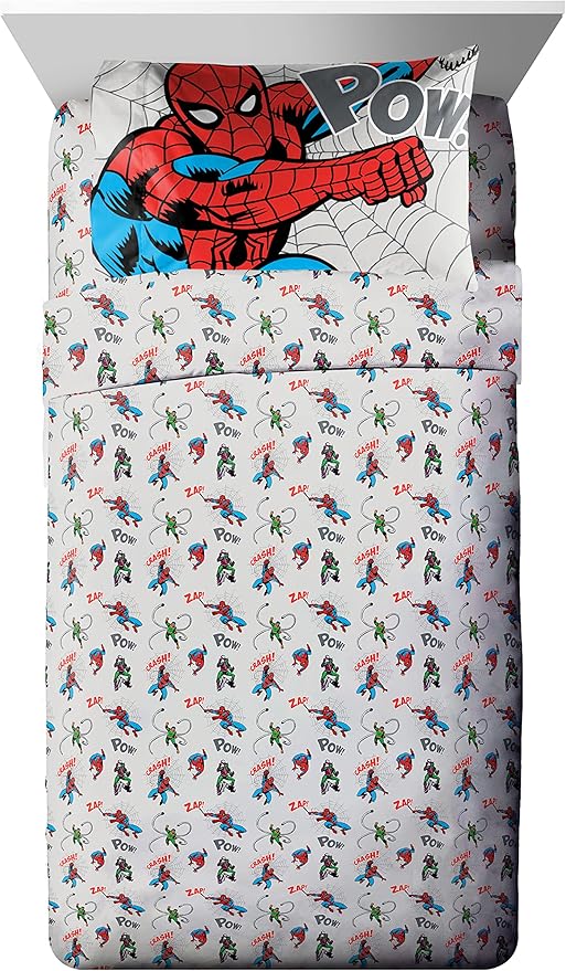 Marvel Spiderman Spidey VS 5 Piece Twin Size Bed Set - includes Comforter & Sheet Set Bedding - Super Soft Fade Resistant Microfiber (Official Product)