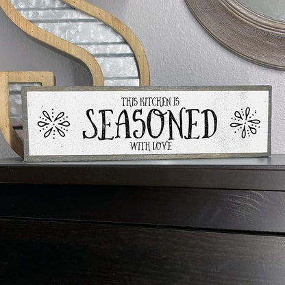 Kitchen Wood Signs (Medium - Wood And Metal, This Kitchen is Seasoned With Love)