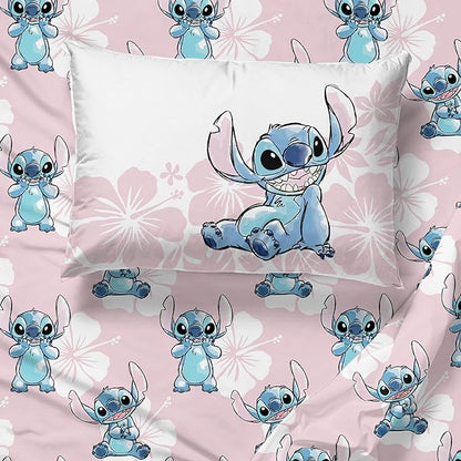 Jay Franco Disney Lilo & Stitch Twin Comforter Set - 5 Piece Bedding includes Sheet Set & Pillow Covers - Super Soft Kids Floral Bedding