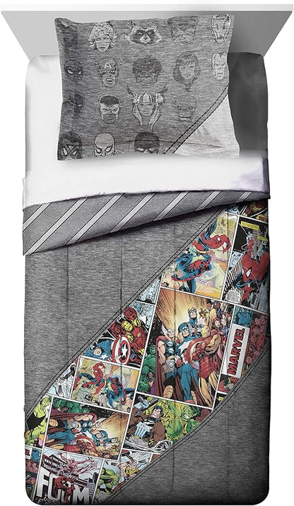 Jay Franco Marvel Comics 80th Anniversary Full/Queen Comforter & Sham Set - Super Soft Kids Reversible Bedding - Fade Resistant Microfiber (Official Marvel Product)