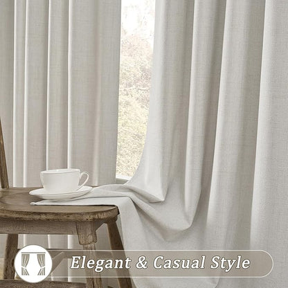 RAIN CITY Natural Birch Blackout Curtains 100 Inch Long 2 Panels Set, Back Tab Track Curtain for Living Room Floor to Ceiling Length Light Blocking Pleated Window Drapes 50x100