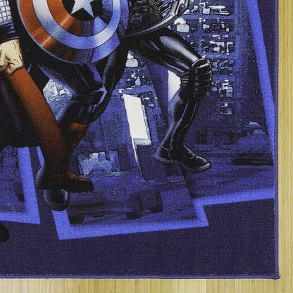 Gertmenian Marvel Rug Boys Childrens Bedroom Decor Kids Home Play Room Mat Bedding Area Carpet; 54x78 Large; Avengers Superhero Multi-Colored Navy Blue; 47328