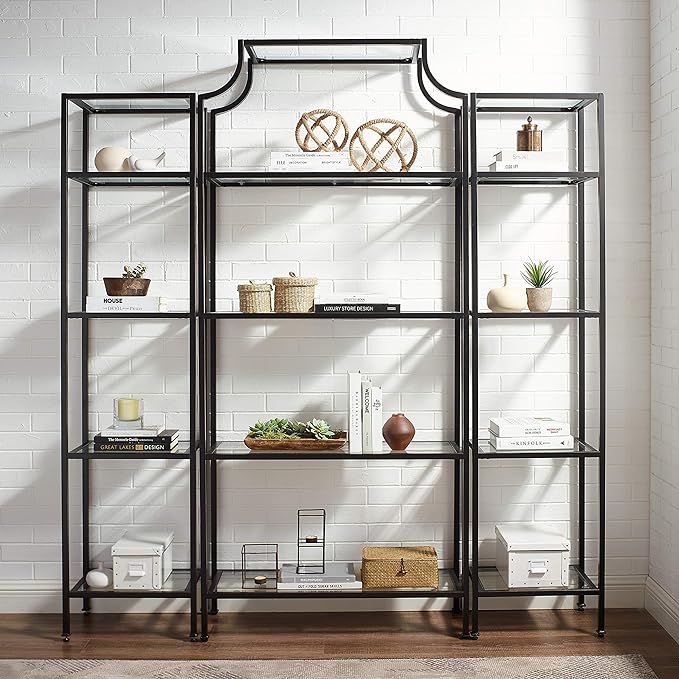 Crosley Furniture Aimee 3-Piece Etagere Bookcase Set, Oil-Rubbed Bronze
