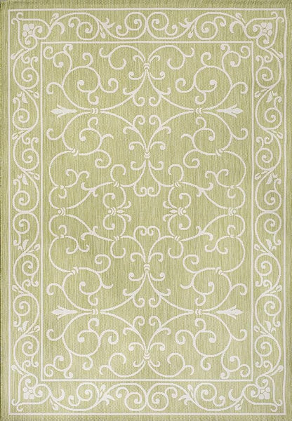 JONATHAN Y Vintage Filigree Indoor Outdoor Area Rug 9X12 Green/Cream, Charleston Textured Weave for Backyard, Patio, Porch, Easy-Cleaning, High Traffic, Pet-Friendly, Non-Shedding (SMB106H-9)