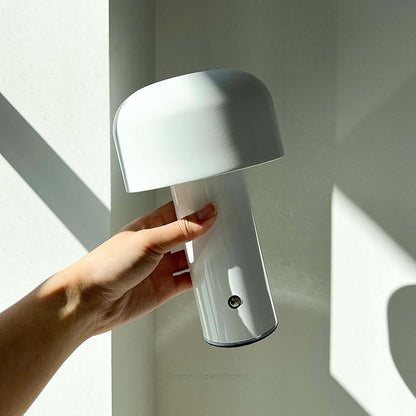 Monospace Mushroom Lamp | Minimalist Lamp (White) | Modern Metal Table Lamp | LED Bedside Lamp | 3 Color Settings