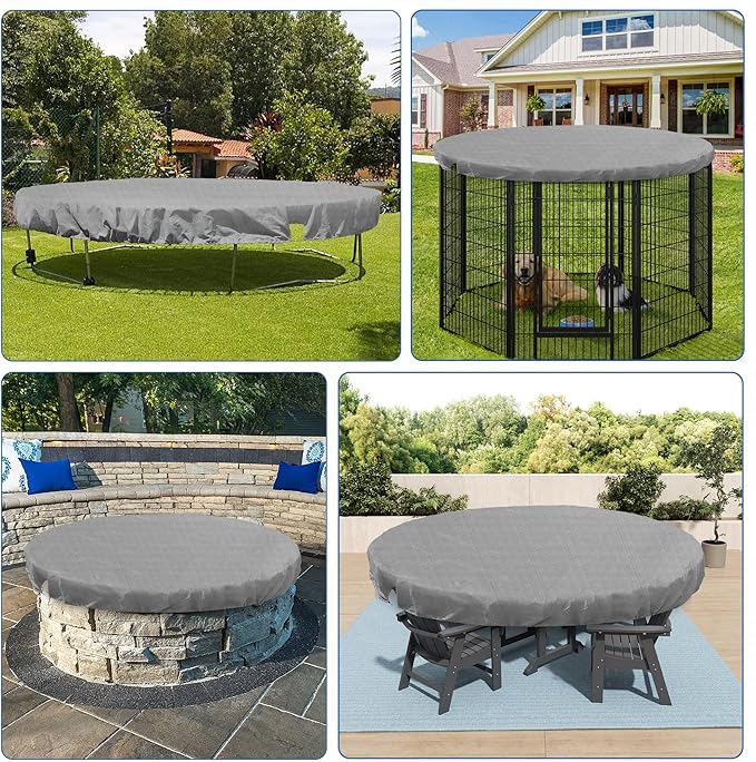 ECOOPTS 17 ft Round Pool Cover for Above Ground Pools, Swimming Pool Cover Protector Winter Safety Cover (Light Grey)
