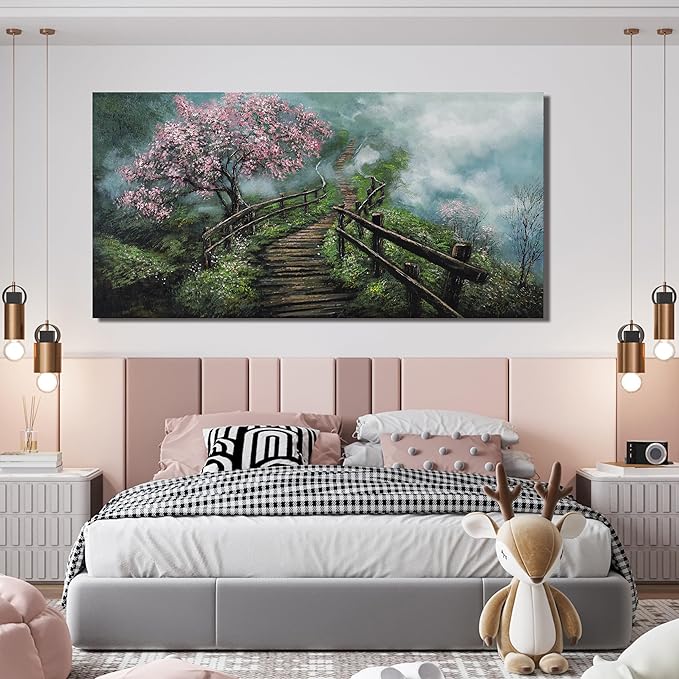 Canvas Wall Art Decor Wall Art Pictures for Living Room Tree of Life Wall Art Prints Canvas Art Wall Decor Foggy Trail Artwork for Walls Tree Flower Wall Art Decor for Room Home Office Wall Decor 20" X 40"