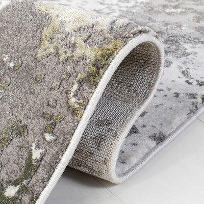 SAFAVIEH Craft Collection Area Rug - 4' Round, Grey & Green, Modern Abstract Design, Non-Shedding & Easy Care, Ideal for High Traffic Areas in Living Room, Bedroom (CFT820Y)